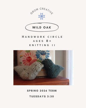 Winter/Spring 2026 Knitting II Ages 8+ at Wild Oak
