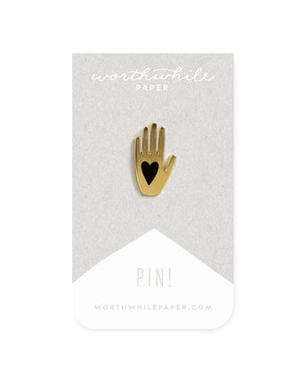 Hand + Heart Enamel Pin